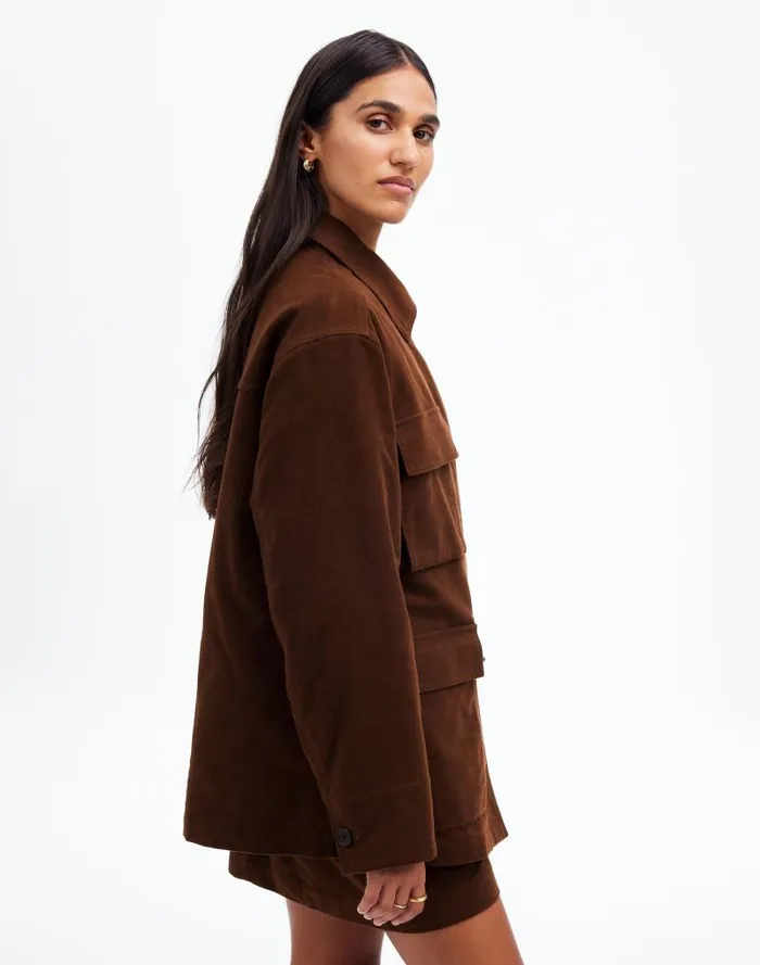 Women FlapPocket Field Jacket Dark Chicory Madewell Coats Jackets