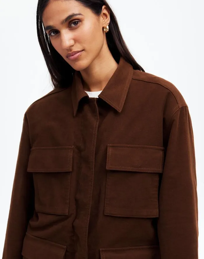 Women FlapPocket Field Jacket Dark Chicory Madewell Coats Jackets