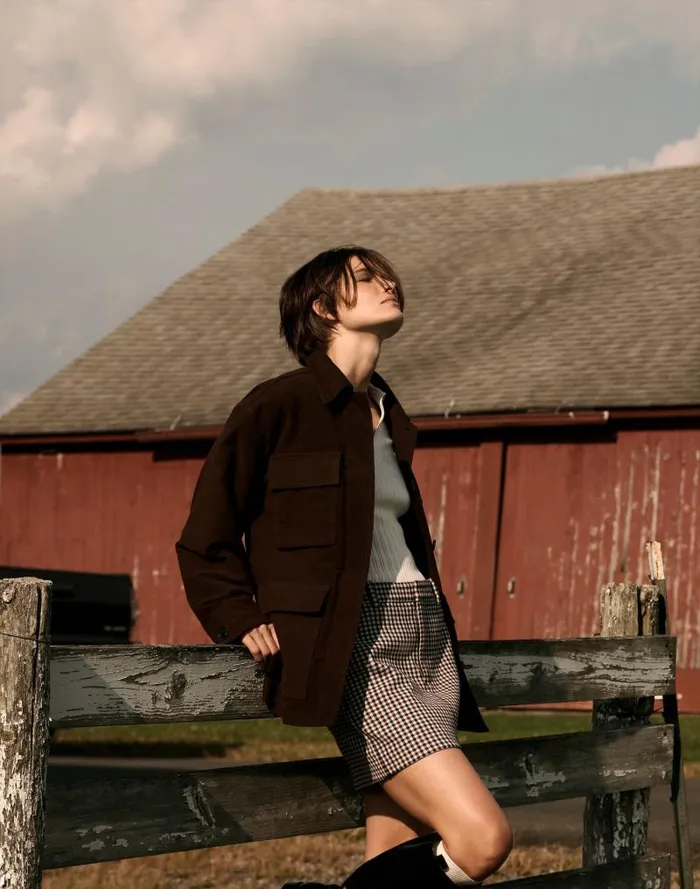 Women FlapPocket Field Jacket Dark Chicory Madewell Coats Jackets
