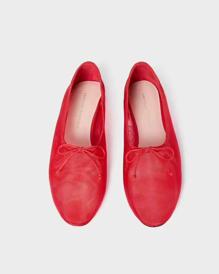 Women Flats and Loafers Loeffler Randall Landon Mesh Red Ballet Flat