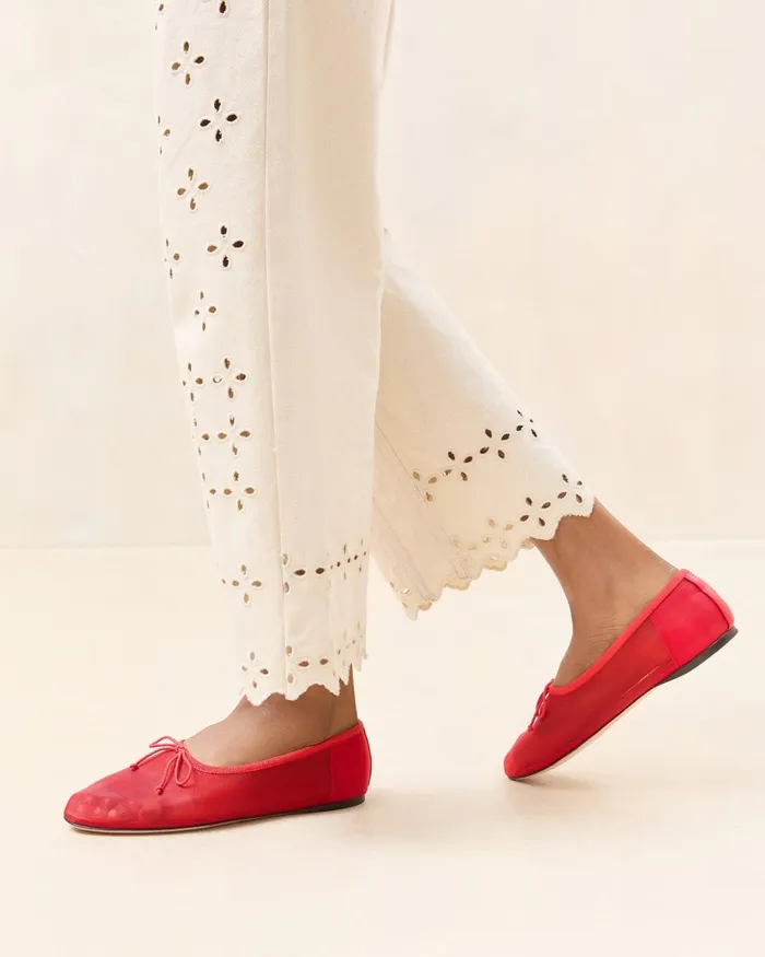 Women Flats and Loafers Loeffler Randall Landon Mesh Red Ballet Flat Women Flats and Loafers Loeffler Randall Landon Mesh Red Ballet Flat