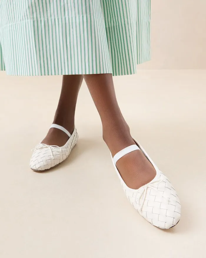 Women Flats and Loafers Loeffler Randall Leonie Cream Woven Ballet Flat I Flats I Footwear Women Flats and Loafers Loeffler Randall Leonie Cream Woven Ballet Flat I Flats I Footwear