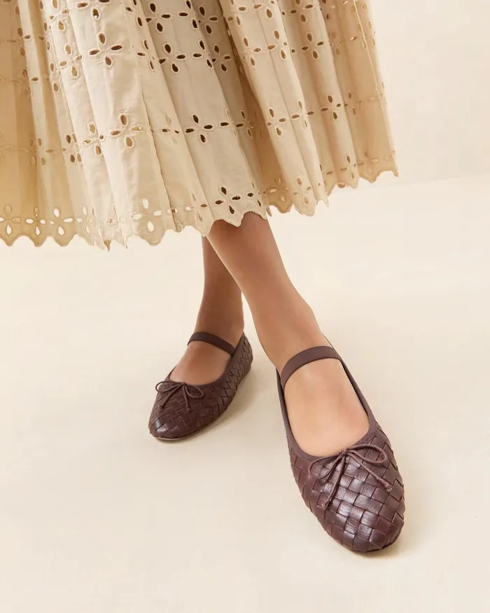 Women Flats and Loafers Loeffler Randall Leonie Espresso Woven Ballet Flat Women Flats and Loafers Loeffler Randall Leonie Espresso Woven Ballet Flat