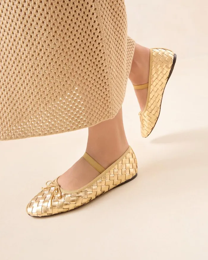Women Flats and Loafers Loeffler Randall Leonie Gold Woven Ballet Flat I Flats I Footwear Women Flats and Loafers Loeffler Randall Leonie Gold Woven Ballet Flat I Flats I Footwear