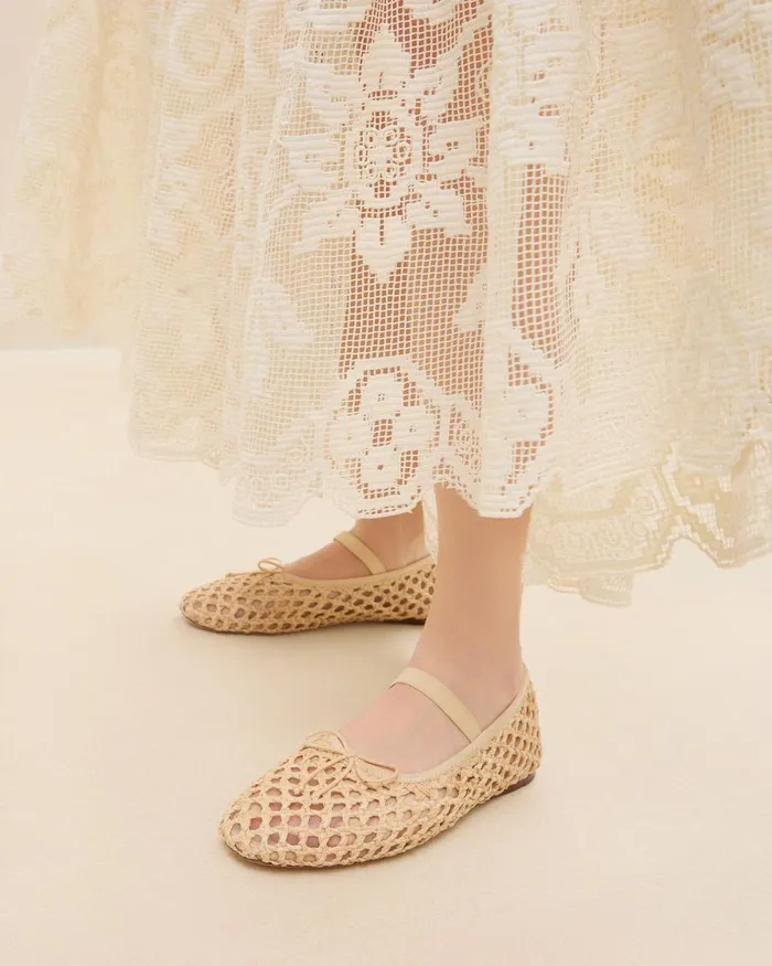 Women Flats and Loafers Loeffler Randall Leonie Natural Crochet Ballet Flat L Flats L Footwear Women Flats and Loafers Loeffler Randall Leonie Natural Crochet Ballet Flat L Flats L Footwear