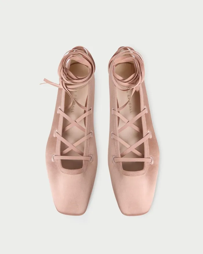 Women Flats and Loafers Loeffler Randall Louisa Blush LaceUp Ballet Flat