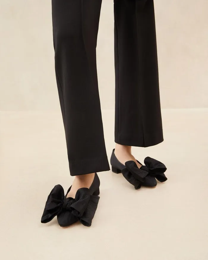 Women Flats and Loafers Loeffler Randall Noa Black Moir Bow Flat L Flats L Footwear Women Flats and Loafers Loeffler Randall Noa Black Moir Bow Flat L Flats L Footwear