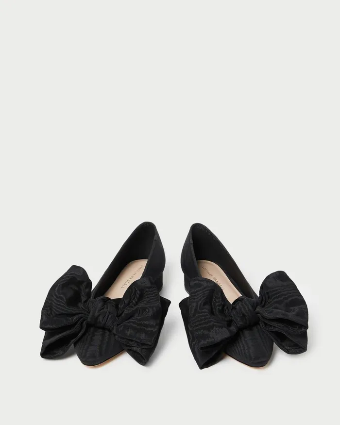 Women Flats and Loafers Loeffler Randall Noa Black Moir Bow Flat L Flats L Footwear Women Flats and Loafers Loeffler Randall Noa Black Moir Bow Flat L Flats L Footwear