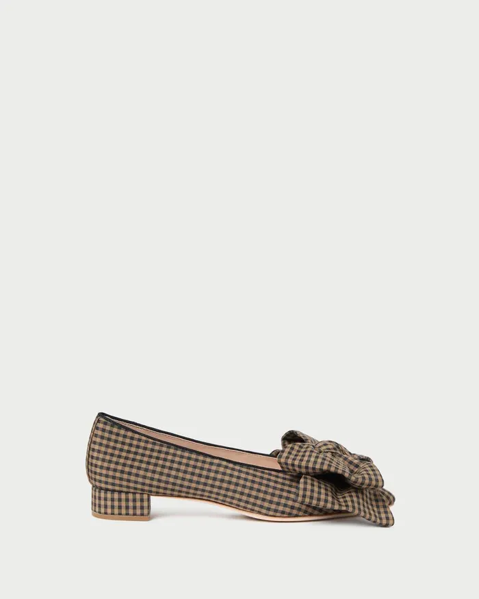 Women Flats and Loafers Loeffler Randall Noa BrownBlack Check Bow Flat Women Flats and Loafers Loeffler Randall Noa BrownBlack Check Bow Flat