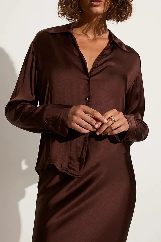 Women Francisca Shirt Dark Truffle 8211 Final Sale Faithfull The Brand Tops Women Francisca Shirt Dark Truffle 8211 Final Sale Faithfull The Brand Tops