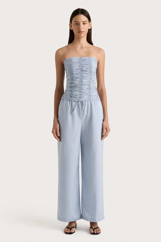 Women Freja Pant Blue Pinstripe Faithfull The Brand Pants