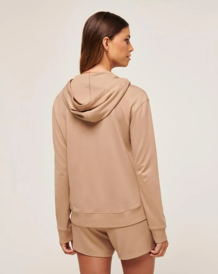 Women FRIDAY PONTE HALF ZIP HOODIE Natural TravisMathew Hoodies and Pullovers