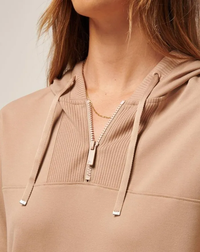 Women FRIDAY PONTE HALF ZIP HOODIE Natural TravisMathew Hoodies and Pullovers