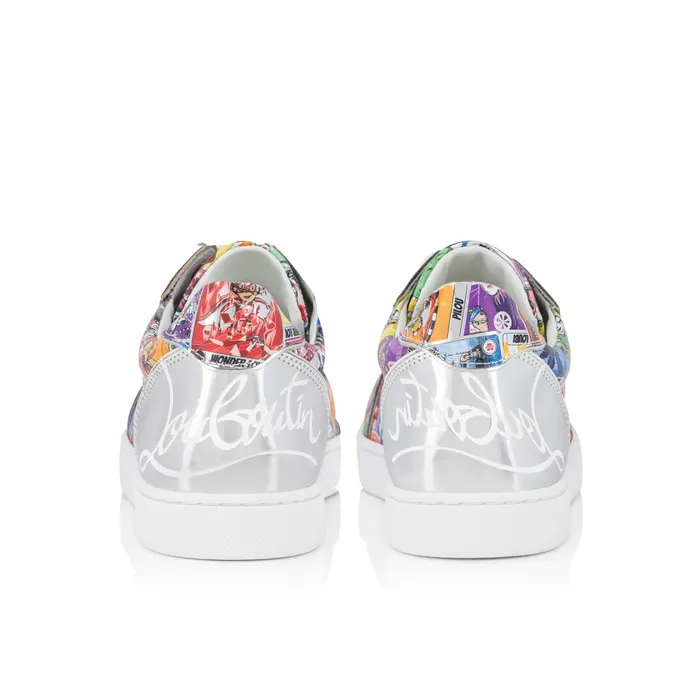 Women Fun Vieira Sneakers 8211 Specchio Leather Happy Loubies Print 8211 Multicolor Multicolor Christian Louboutin Sneakers