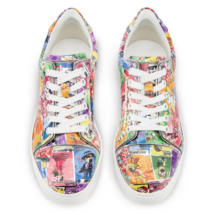 Women Fun Vieira Sneakers 8211 Specchio Leather Happy Loubies Print 8211 Multicolor Multicolor Christian Louboutin Sneakers