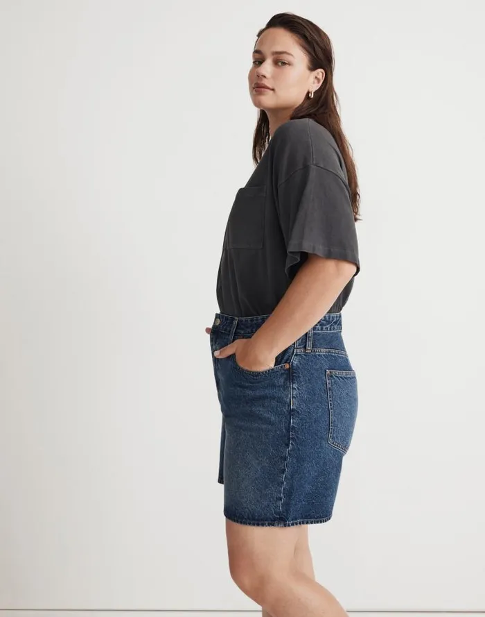 Women GarmentDyed Oversized Pocket Tee Black Coal Madewell Tees