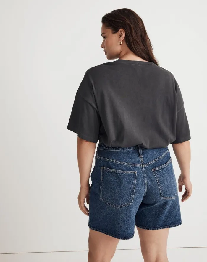 Women GarmentDyed Oversized Pocket Tee Black Coal Madewell Tees