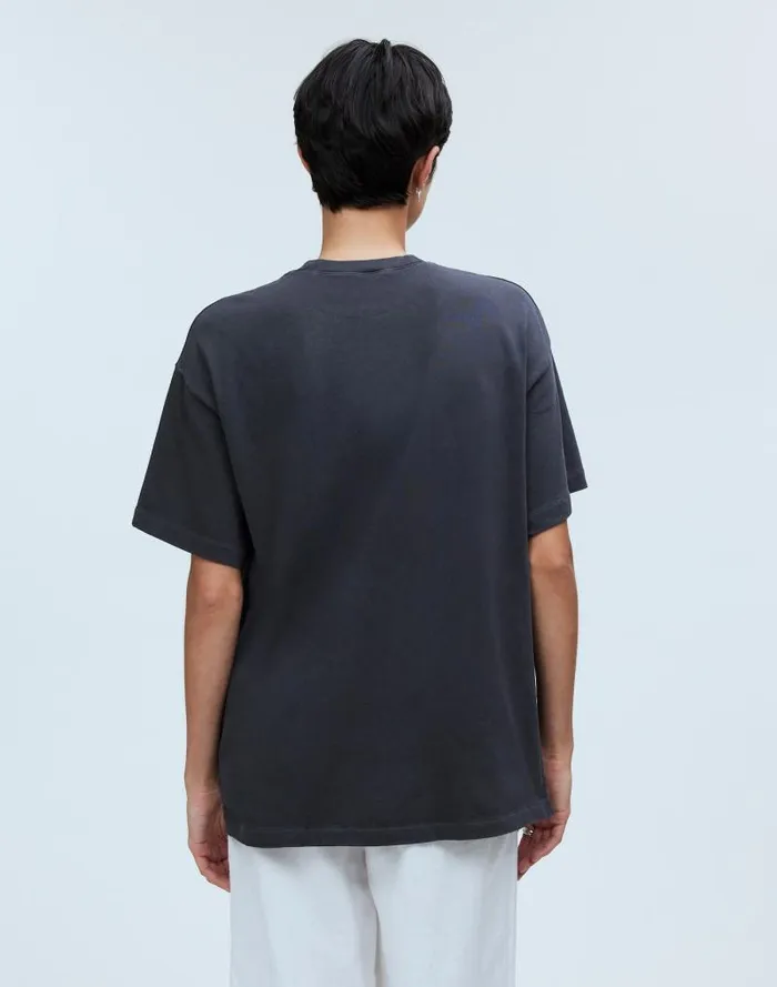 Women GarmentDyed Oversized Pocket Tee Black Coal Madewell Tees