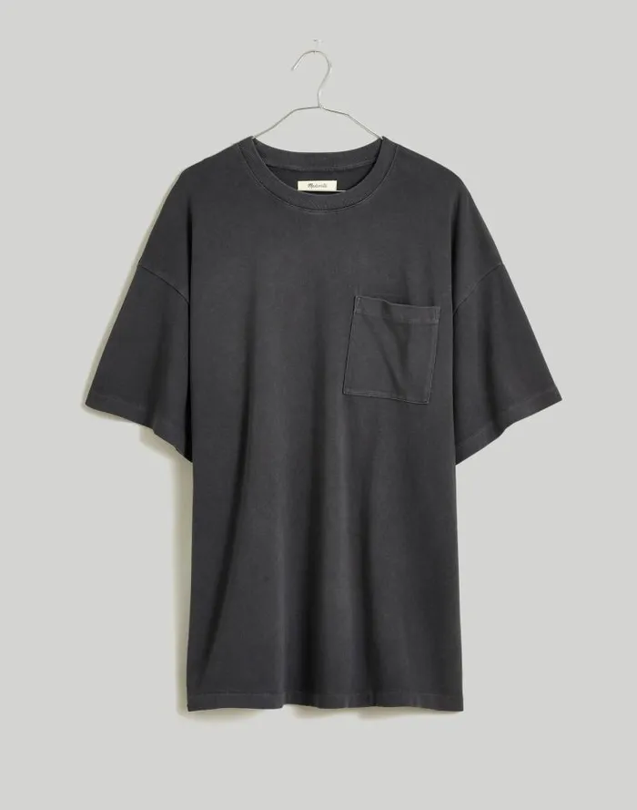 Women GarmentDyed Oversized Pocket Tee Black Coal Madewell Tees