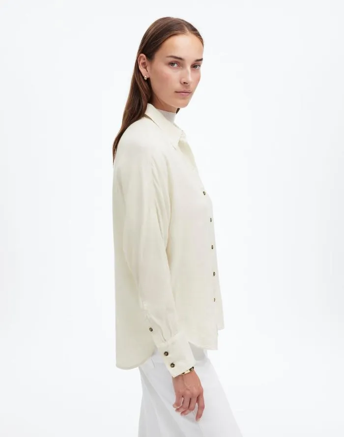 Women Heathered Flannel Dolman ButtonUp Shirt Ivory Melange Madewell Tops and Shirts