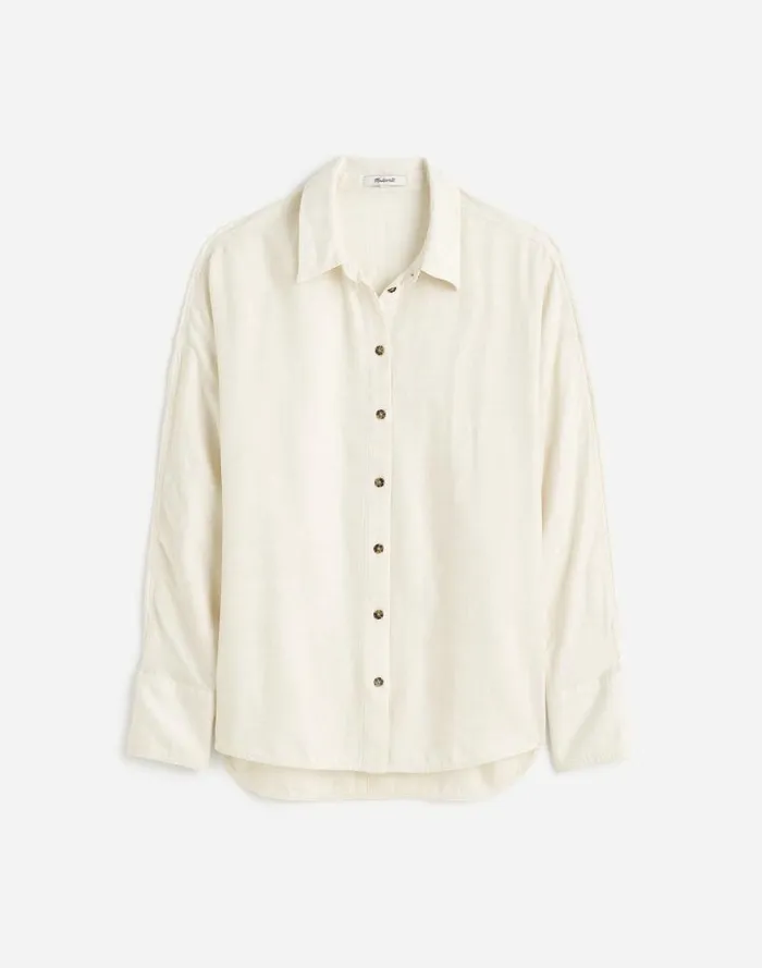 Women Heathered Flannel Dolman ButtonUp Shirt Ivory Melange Madewell Tops and Shirts