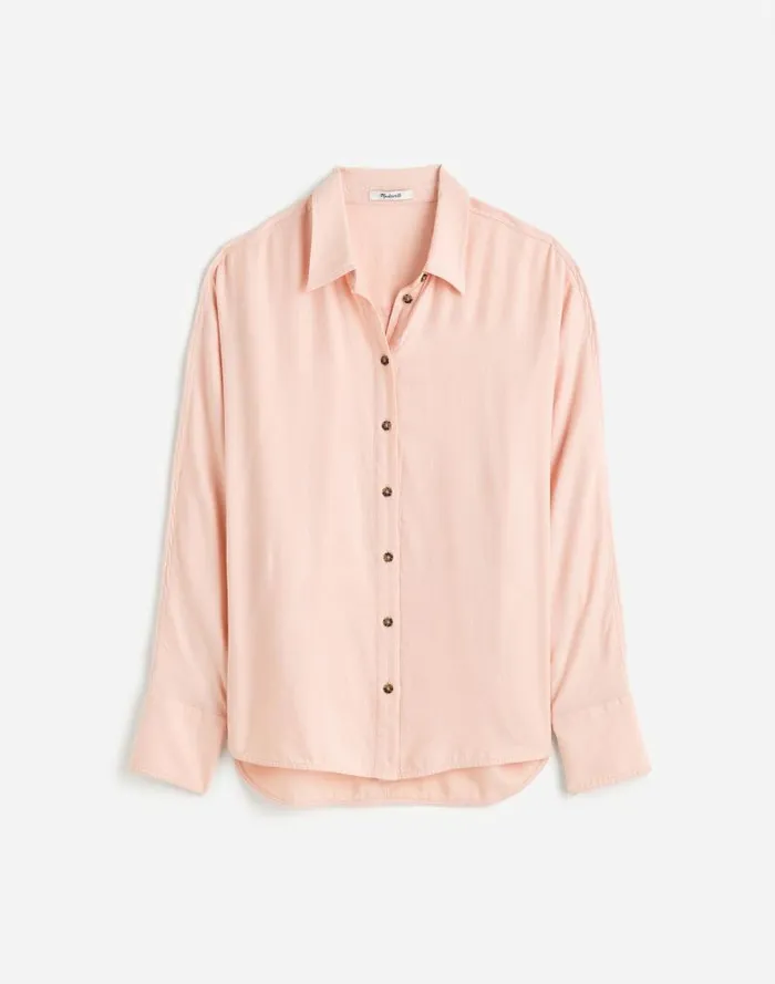 Women Heathered Flannel Dolman ButtonUp Shirt Pink Heather Madewell Tops and Shirts
