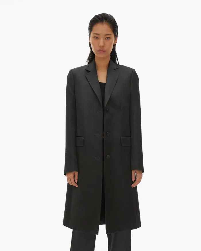 Women Heavy Satin Coat Forest Helmut Lang Outerwear