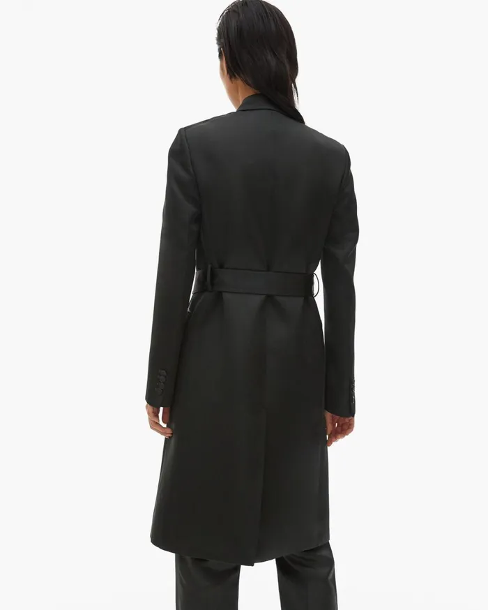 Women Heavy Satin Coat Forest Helmut Lang Outerwear