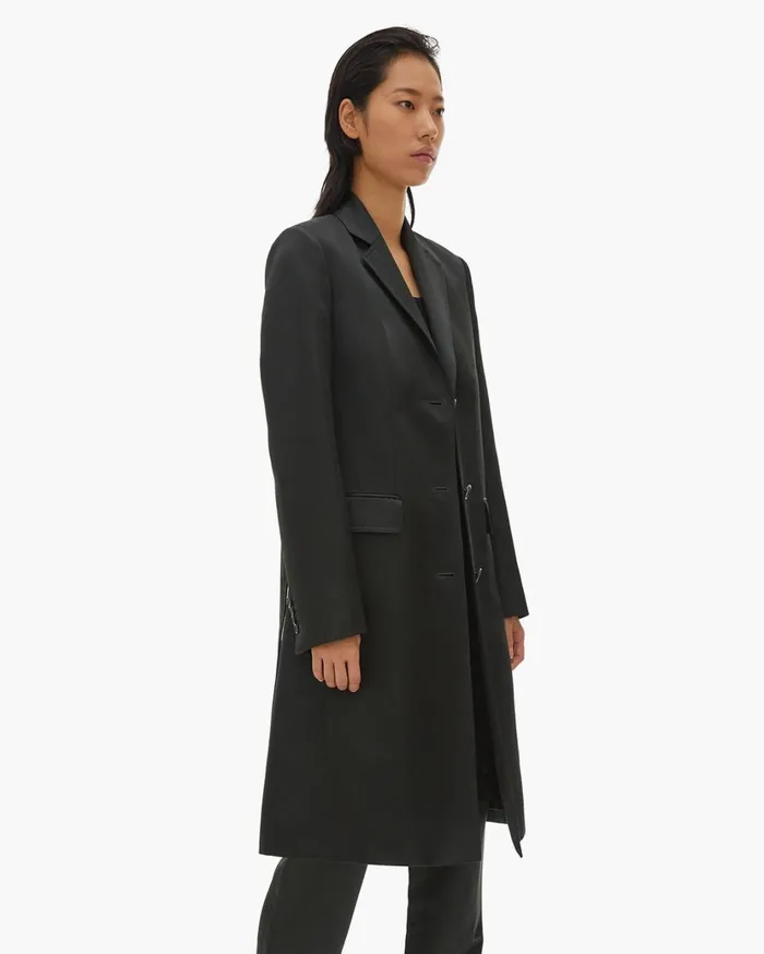 Women Heavy Satin Coat Forest Helmut Lang Outerwear
