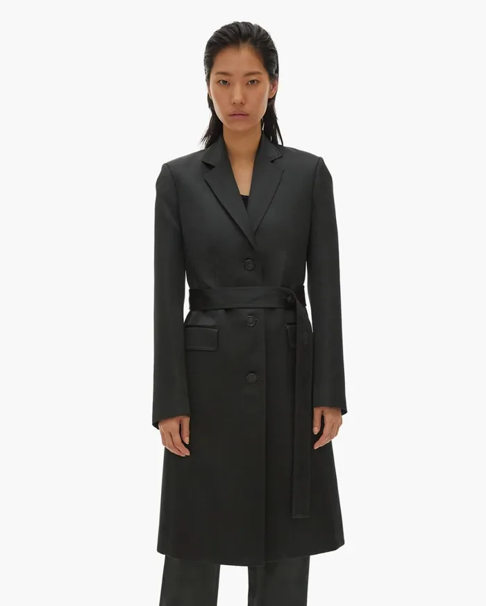Women Heavy Satin Coat Forest Helmut Lang Outerwear