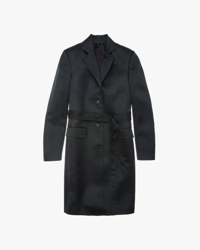 Women Heavy Satin Coat Forest Helmut Lang Outerwear