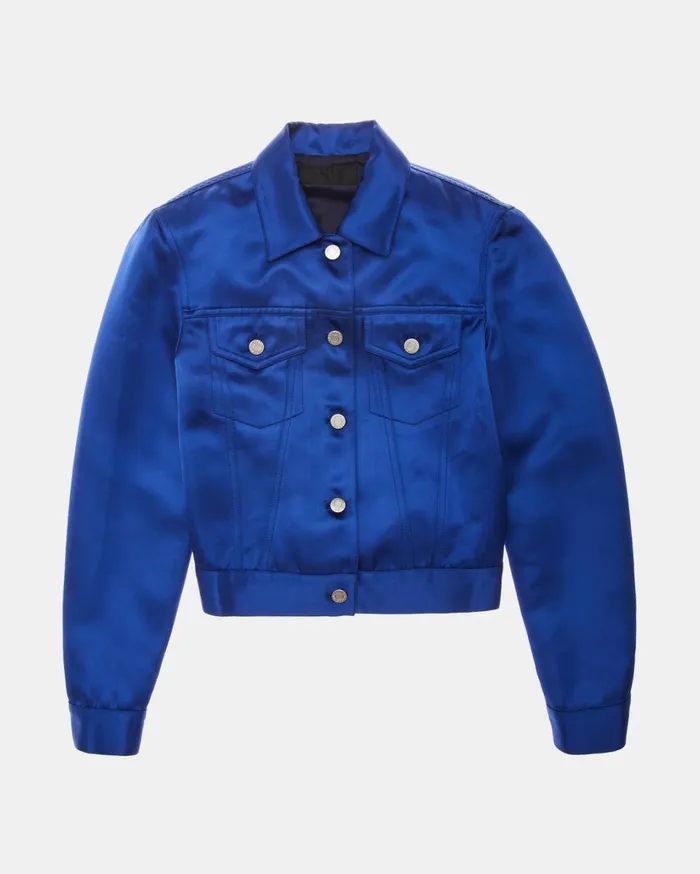 Women Heavy Satin Jean Jacket Azurite Helmut Lang Jackets