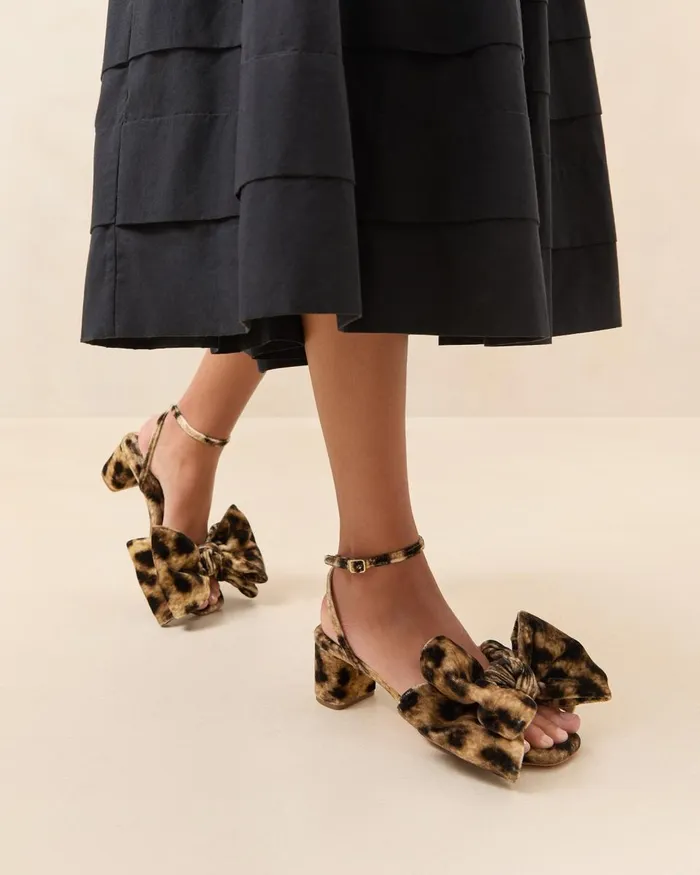 Women Heeled Sandals Loeffler Randall Carmen Leopard Velvet Bow Sandal Women Heeled Sandals Loeffler Randall Carmen Leopard Velvet Bow Sandal
