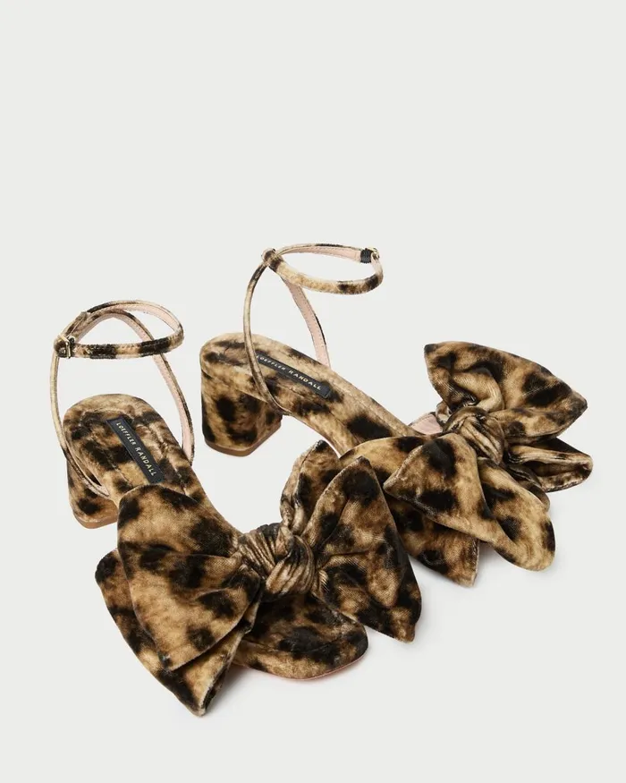 Women Heeled Sandals Loeffler Randall Carmen Leopard Velvet Bow Sandal Women Heeled Sandals Loeffler Randall Carmen Leopard Velvet Bow Sandal