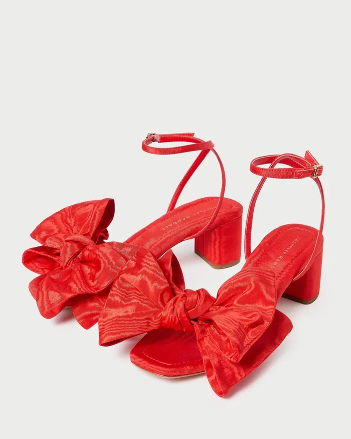 Women Heeled Sandals Loeffler Randall Carmen Red Moir Bow Sandal Women Heeled Sandals Loeffler Randall Carmen Red Moir Bow Sandal