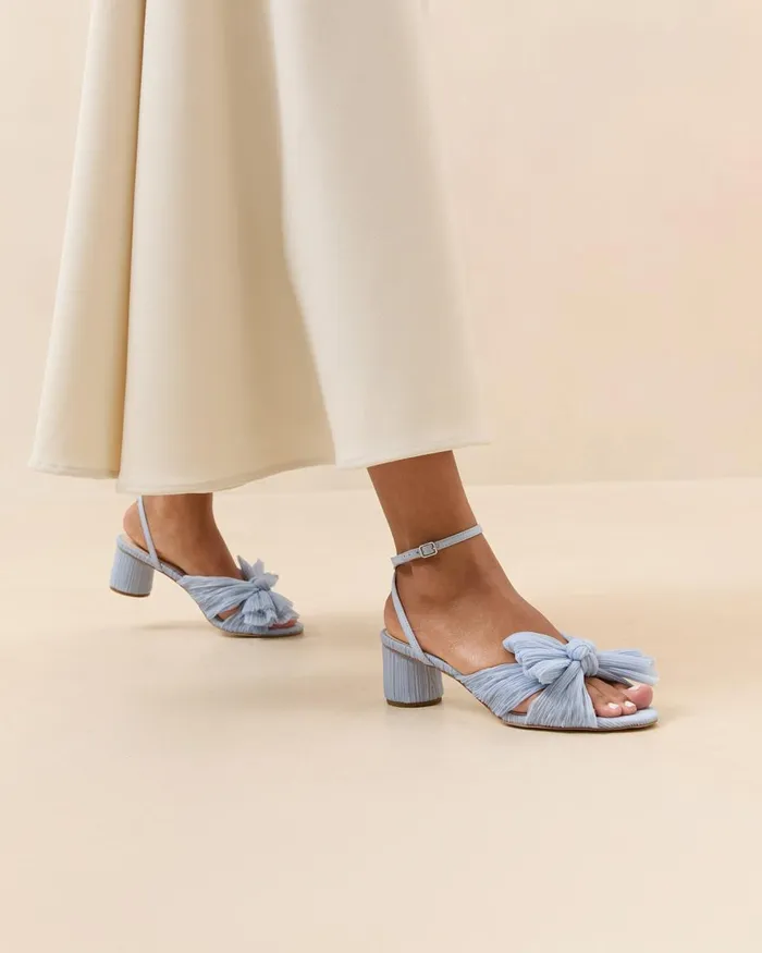 Women Heeled Sandals Loeffler Randall Dahlia Blue Bow Low Heel Women Heeled Sandals Loeffler Randall Dahlia Blue Bow Low Heel