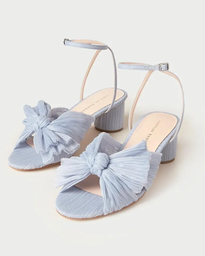 Women Heeled Sandals Loeffler Randall Dahlia Blue Bow Low Heel Women Heeled Sandals Loeffler Randall Dahlia Blue Bow Low Heel