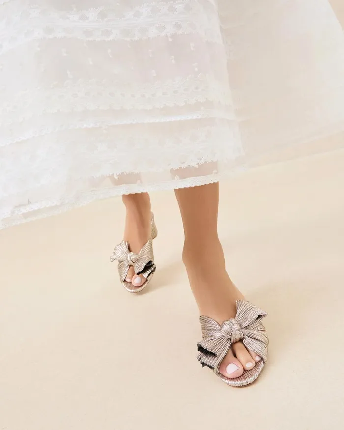 Women Heeled Sandals Loeffler Randall Emilia Champagne Pleated Bow Heel L Heeled Sandals L Footwear Women Heeled Sandals Loeffler Randall Emilia Champagne Pleated Bow Heel L Heeled Sandals L Footwear