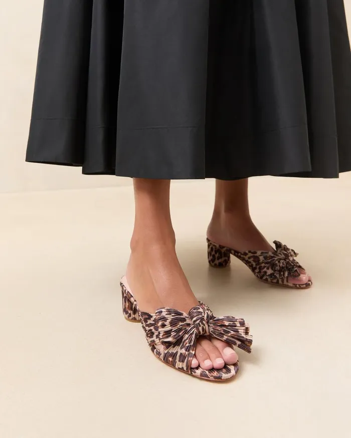 Women Heeled Sandals Loeffler Randall Emilia Leopard Pleated Bow Sandal Women Heeled Sandals Loeffler Randall Emilia Leopard Pleated Bow Sandal