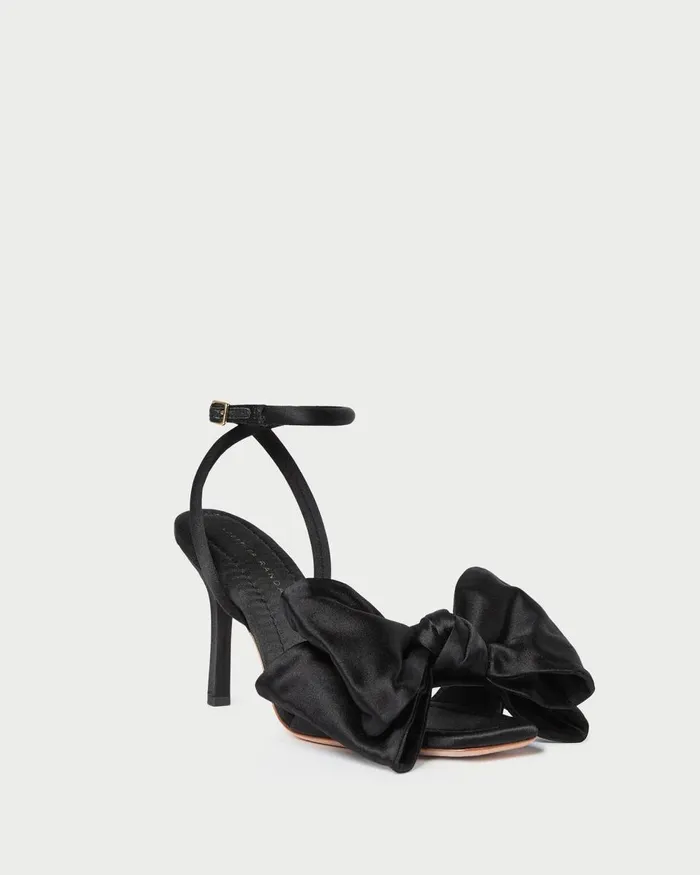 Women Heeled Sandals Loeffler Randall Marlena Black Satin Bow Sandal