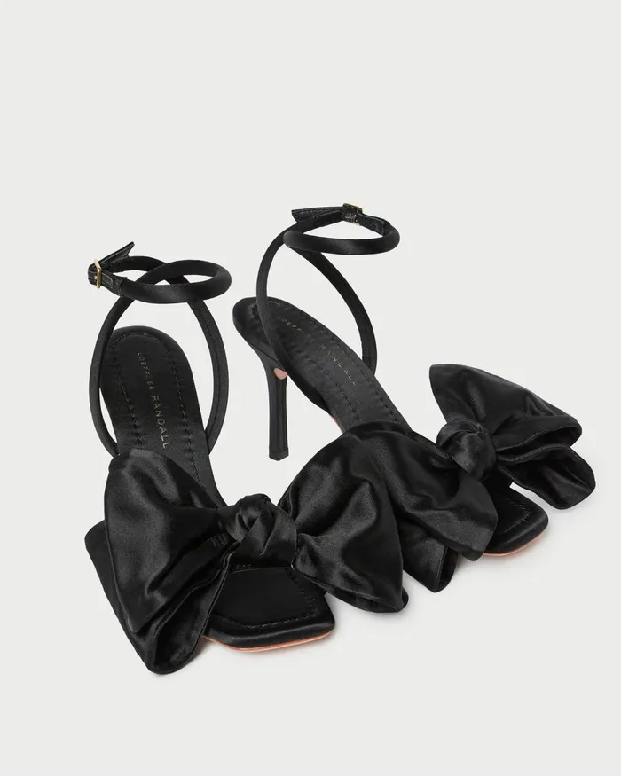 Women Heeled Sandals Loeffler Randall Marlena Black Satin Bow Sandal Women Heeled Sandals Loeffler Randall Marlena Black Satin Bow Sandal