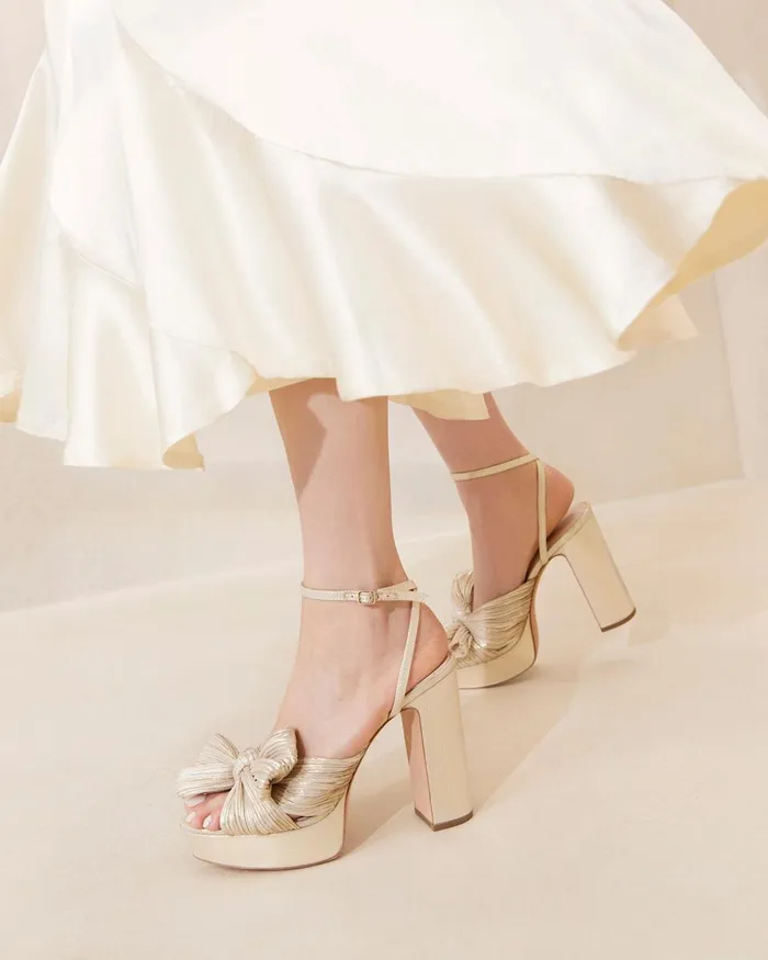 Women Heeled Sandals Loeffler Randall Natalia Platinum Platform Bow Heel Women Heeled Sandals Loeffler Randall Natalia Platinum Platform Bow Heel