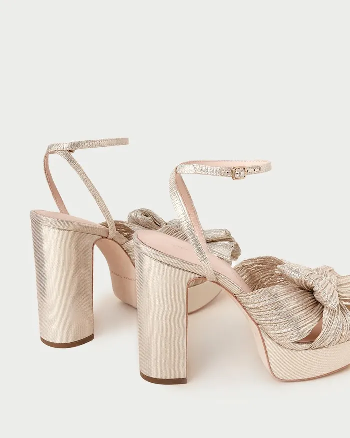 Women Heeled Sandals Loeffler Randall Natalia Platinum Platform Bow Heel Women Heeled Sandals Loeffler Randall Natalia Platinum Platform Bow Heel