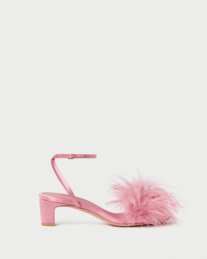 Women Heeled Sandals Loeffler Randall Senna Rose SatinFeather Sandal