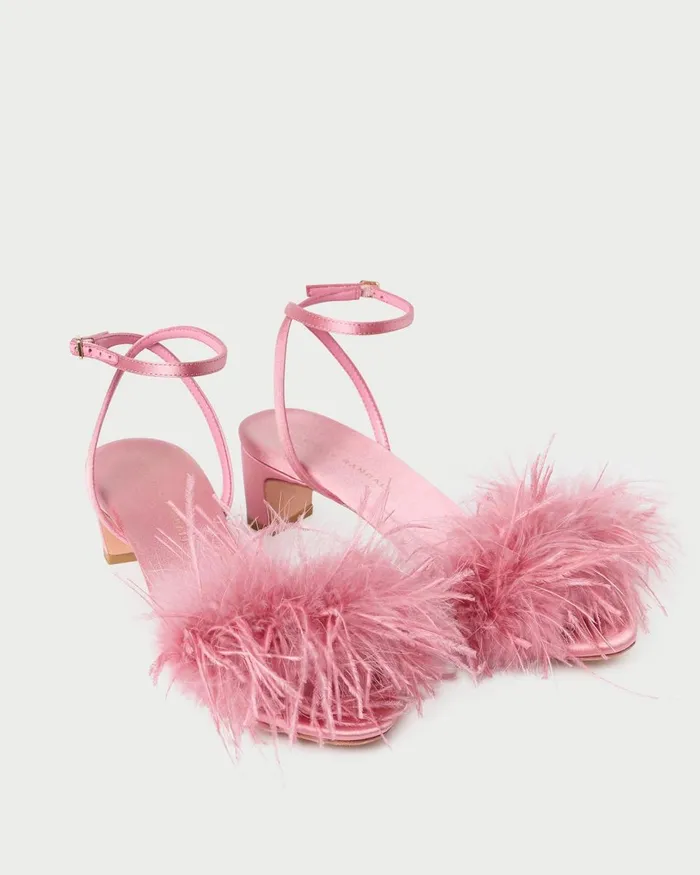 Women Heeled Sandals Loeffler Randall Senna Rose SatinFeather Sandal Women Heeled Sandals Loeffler Randall Senna Rose SatinFeather Sandal