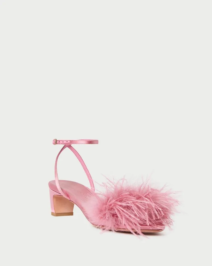 Women Heeled Sandals Loeffler Randall Senna Rose SatinFeather Sandal Women Heeled Sandals Loeffler Randall Senna Rose SatinFeather Sandal