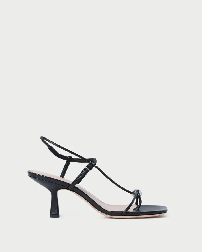 Women Heeled Sandals Loeffler Randall Triana Black Leather MidHeel Sandal