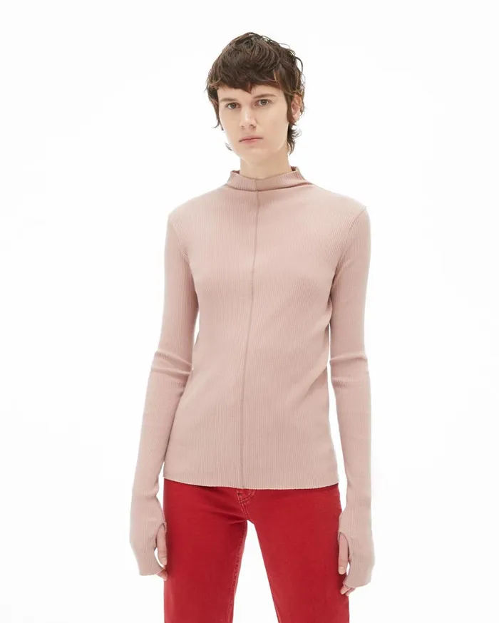 Women High Neck Rib Top Sorbet Helmut Lang Sweaters