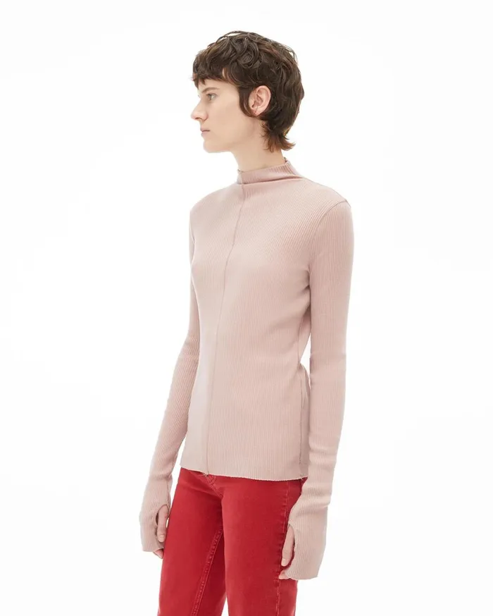 Women High Neck Rib Top Sorbet Helmut Lang Sweaters