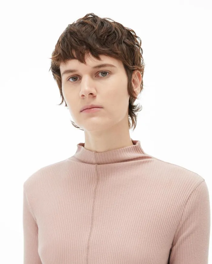 Women High Neck Rib Top Sorbet Helmut Lang Sweaters